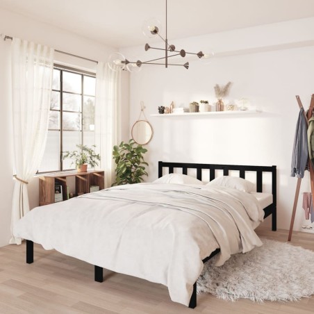 vidaXL Giroletto Legno Massello Nero 135x190 cm 4FT6 Double