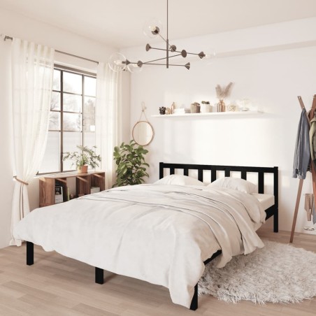 vidaXL Giroletto Nero in Legno Massello di Pino 140x190 cm