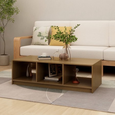 vidaXL Tavolino da Salotto Miele 110x50x34 cm Legno Massello di Pino