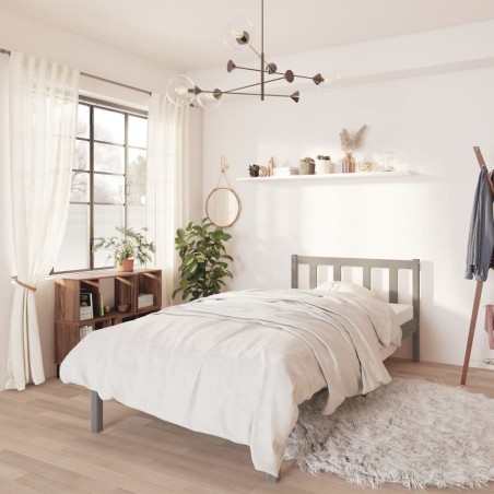 vidaXL Giroletto Grigio in Legno Massello di Pino 90x190 cm 3FT Single