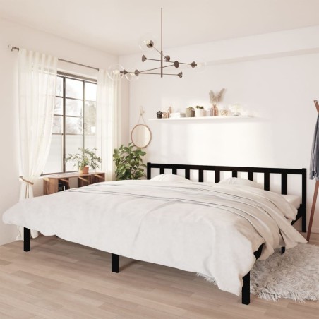 vidaXL Giroletto Nero in Legno Massello 180x200 cm 6FT Super King