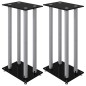 vidaXL Pedane Casse 2pz Nero Argento Vetro Temperato Design 4 Pilastri