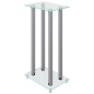 vidaXL Pedane Casse 2pz Argento Vetro Temperato Design a 4 Pilastri vidaXL Pedane Casse 2pz Argento Vetro Temperato Design a 4 Pilastri