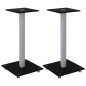 vidaXL Pedane Casse 2pz Nero Argento Vetro Temperato Design 1 Pilastro vidaXL Pedane Casse 2pz Nero Argento Vetro Temperato Design 1 Pilastro