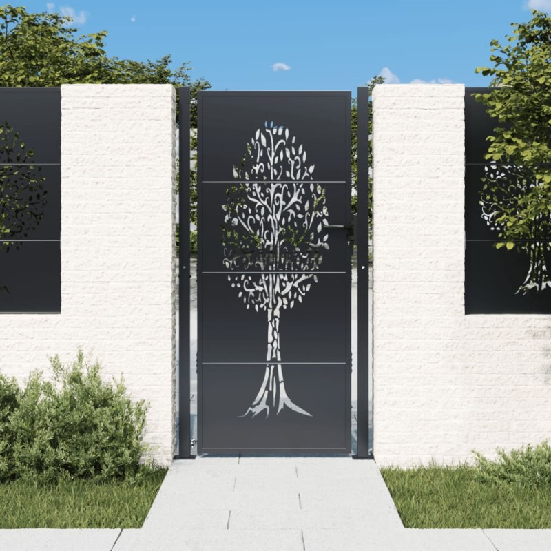 vidaXL Cancello Giardino Antracite 105x205 cm in Acciaio Design Albero vidaXL Cancello Giardino Antracite 105x205 cm in Acciaio Design Albero