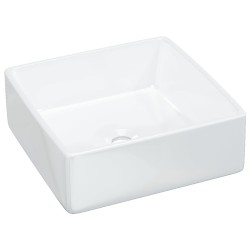 vidaXL Lavandino Bianco 37x37x13 cm in Ceramica Quadrato