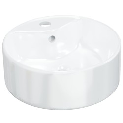 vidaXL Lavandino Bianco 40x14,5 cm in Ceramica Rotondo