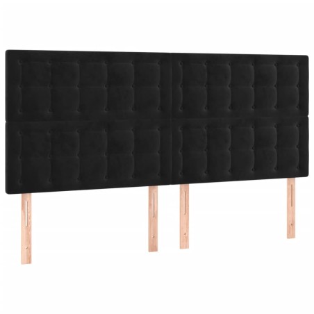 Testiera 4 pz Nera 90x5x78/88 cm in Velluto