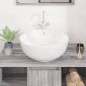 vidaXL Lavandino Bianco 44x17 cm in Ceramica Rotondo