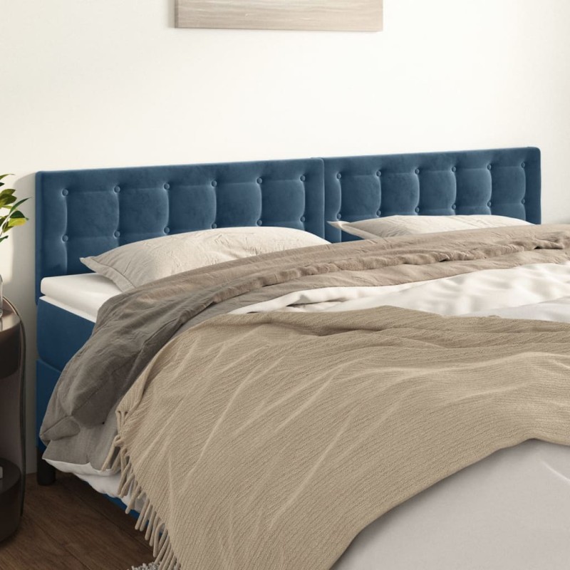 Testiera 2 pz Blu scuro 90x5x78/88 cm in Velluto Testiera 2 pz Blu scuro 90x5x78/88 cm in Velluto