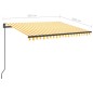 Tenda da Sole Retrattile Manuale con LED 3,5x2,5m Gialla Bianca Tenda da Sole Retrattile Manuale con LED 3,5x2,5m Gialla Bianca