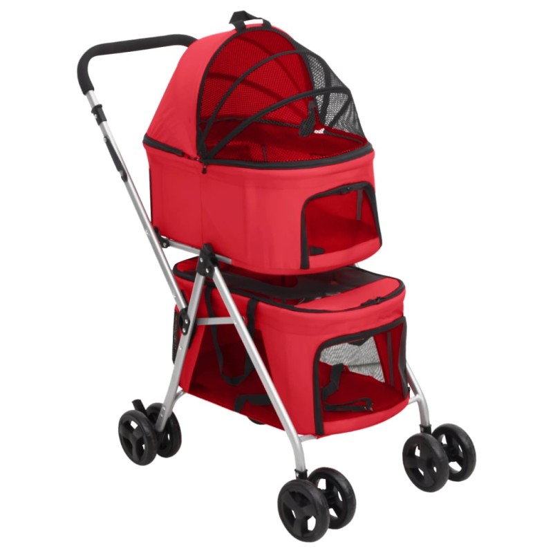 vidaXL Passeggino Cani Pieghevole 2 Livelli Rosso 83x48x97cm Tessuto vidaXL Passeggino Cani Pieghevole 2 Livelli Rosso 83x48x97cm Tessuto