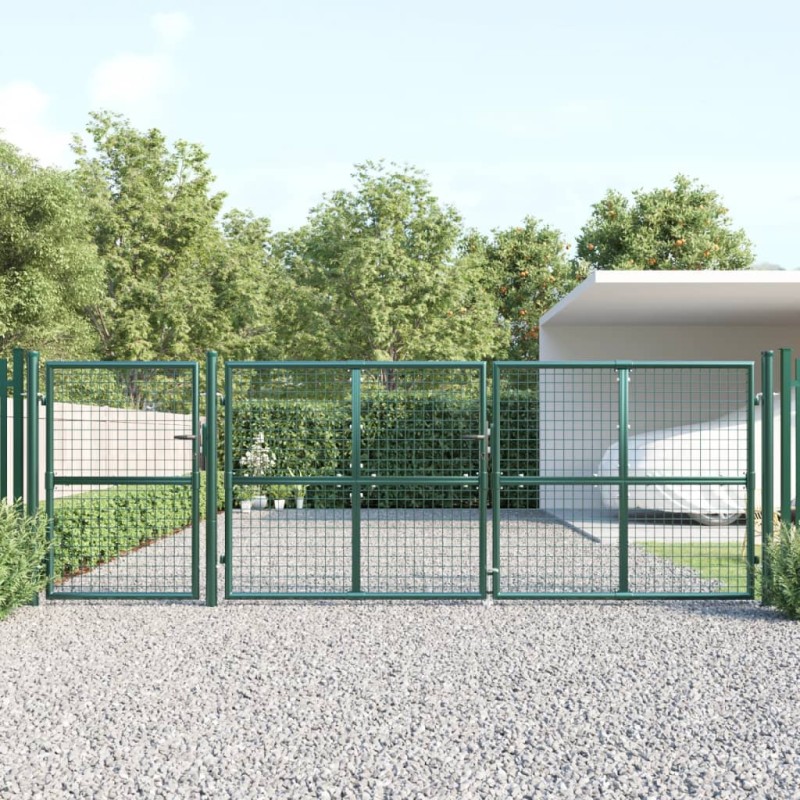 vidaXL Cancello da Giardino in Rete Verde 400x175 cm Acciaio Zincato vidaXL Cancello da Giardino in Rete Verde 400x175 cm Acciaio Zincato