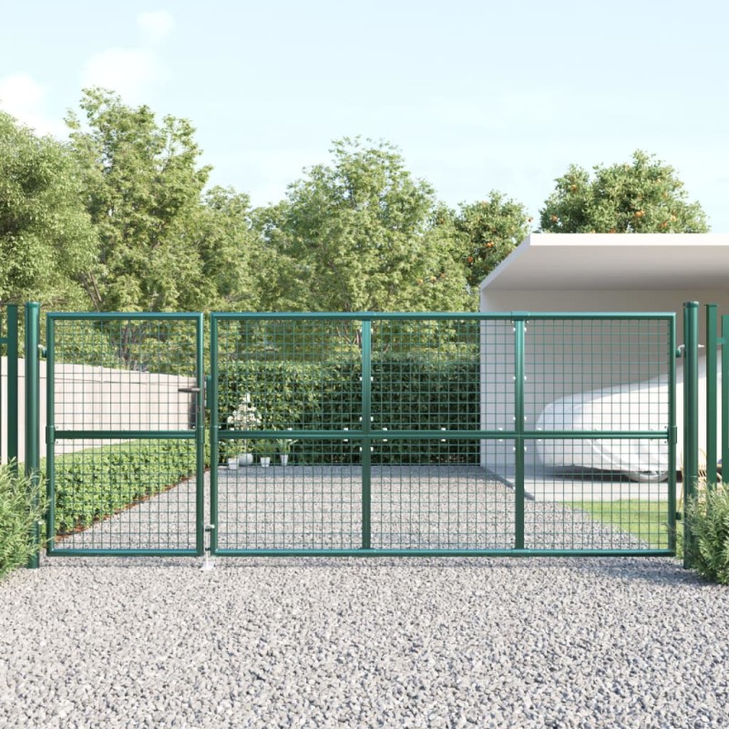 vidaXL Cancello da Giardino in Rete Verde 350x175 cm Acciaio Zincato vidaXL Cancello da Giardino in Rete Verde 350x175 cm Acciaio Zincato