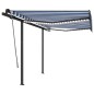 vidaXL Tenda da Sole Retrattile Manuale con LED 3,5x2,5m Blu e Bianca vidaXL Tenda da Sole Retrattile Manuale con LED 3,5x2,5m Blu e Bianca