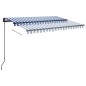 vidaXL Tenda da Sole Retrattile Manuale con LED 3,5x2,5m Blu e Bianca vidaXL Tenda da Sole Retrattile Manuale con LED 3,5x2,5m Blu e Bianca