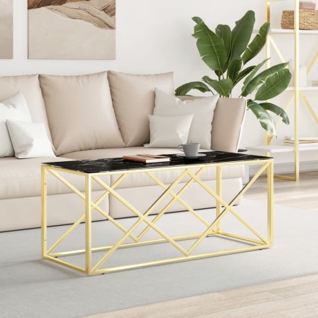 vidaXL Tavolino da Salotto 110x45x45 cm in Acciaio Inox e Vetro