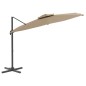 vidaXL Ombrellone a Sbalzo Doppio Piano Tortora 400x300 cm