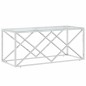 vidaXL Tavolino da Salotto 110x45x45 cm in Acciaio Inox e Vetro