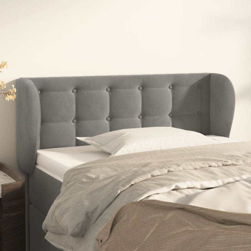 Testiera ad Orecchio Grigio Chiaro 83x23x78/88 cm in Velluto Testiera ad Orecchio Grigio Chiaro 83x23x78/88 cm in Velluto