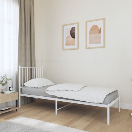 vidaXL Giroletto con Testiera Metallo Bianco 75x190 cm