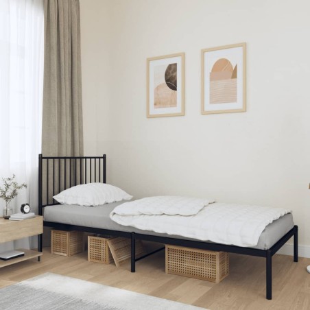 vidaXL Giroletto con Testiera in Metallo Nero 90x190 cm