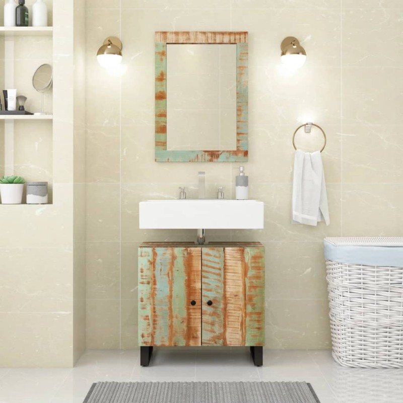 vidaXL Mobile Lavabo 62x33x58 cm Legno Massello Recupero e Multistrato