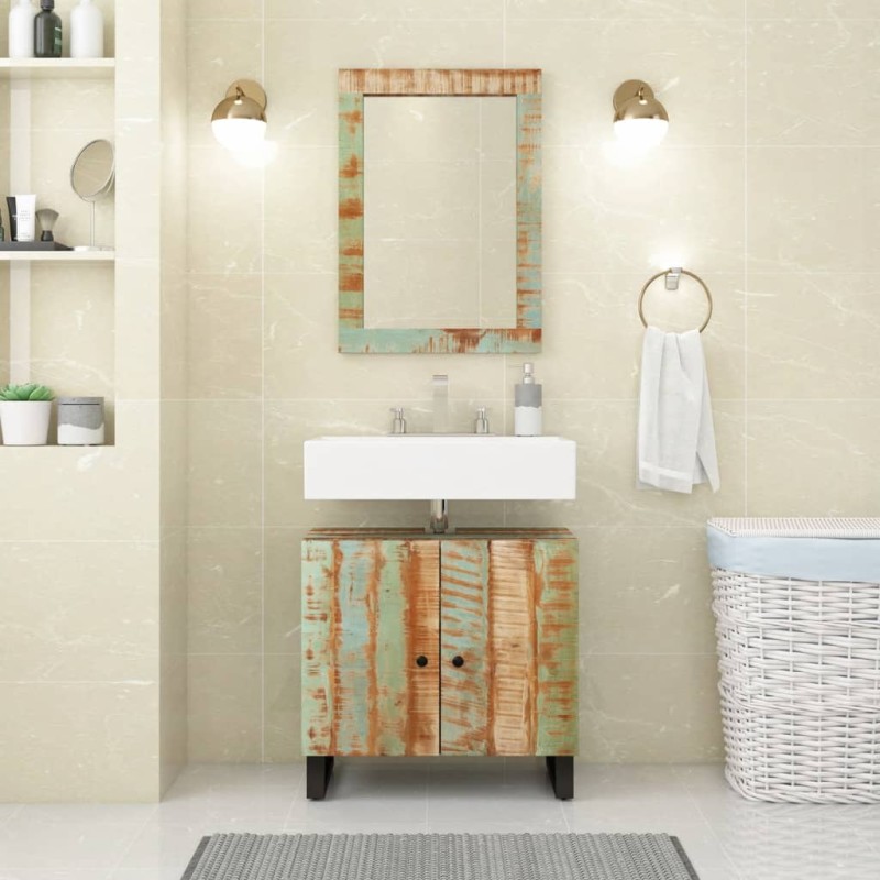 vidaXL Specchio 70x50 cm in Legno Massello di Recupero e Vetro