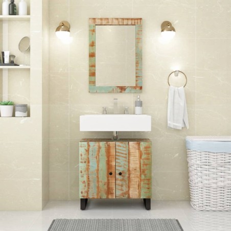 vidaXL Specchio 70x50 cm in Legno Massello di Recupero e Vetro