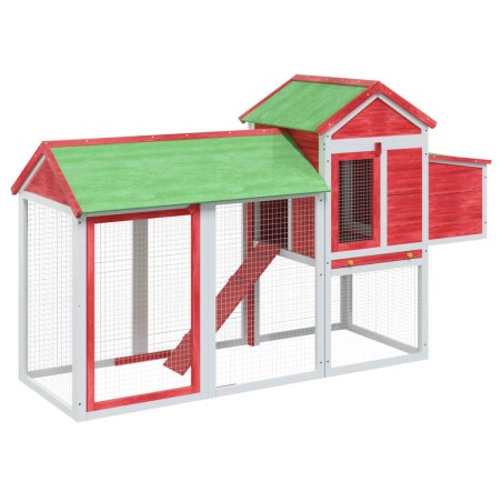 vidaXL Pollaio Rosso 193x65x117 cm in Legno Massello di Pino