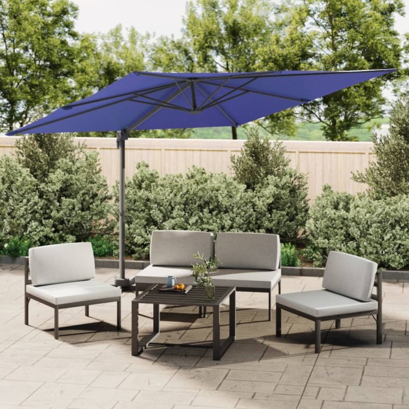 vidaXL Ombrellone a Sbalzo con Palo Alluminio Azzurro 400x300 cm
