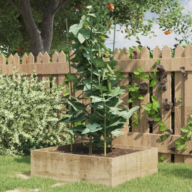 vidaXL Supporti Piante da Giardino con 3 Anelli 5pz Verde 75cm Acciaio vidaXL Supporti Piante da Giardino con 3 Anelli 5pz Verde 75cm Acciaio