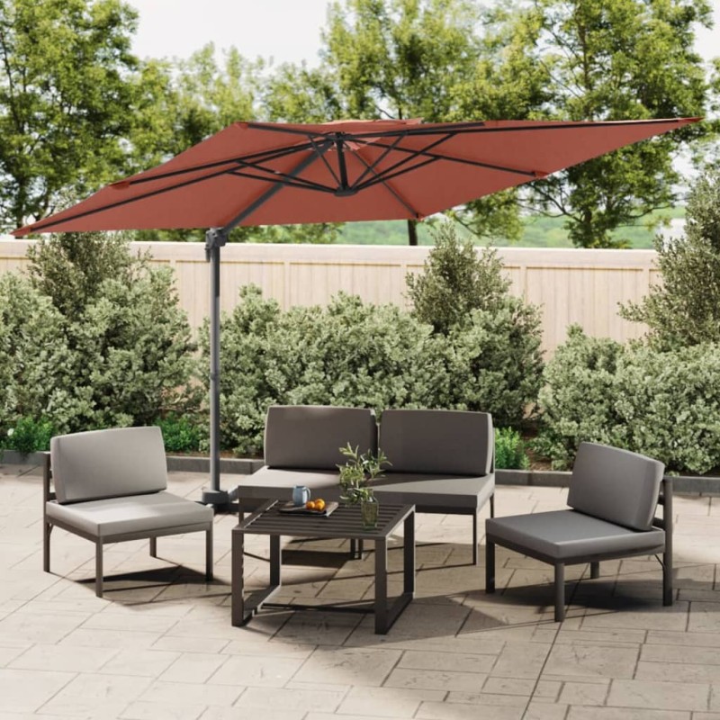 vidaXL Ombrellone a Sbalzo Doppio Piano Terracotta 400x300 cm vidaXL Ombrellone a Sbalzo Doppio Piano Terracotta 400x300 cm
