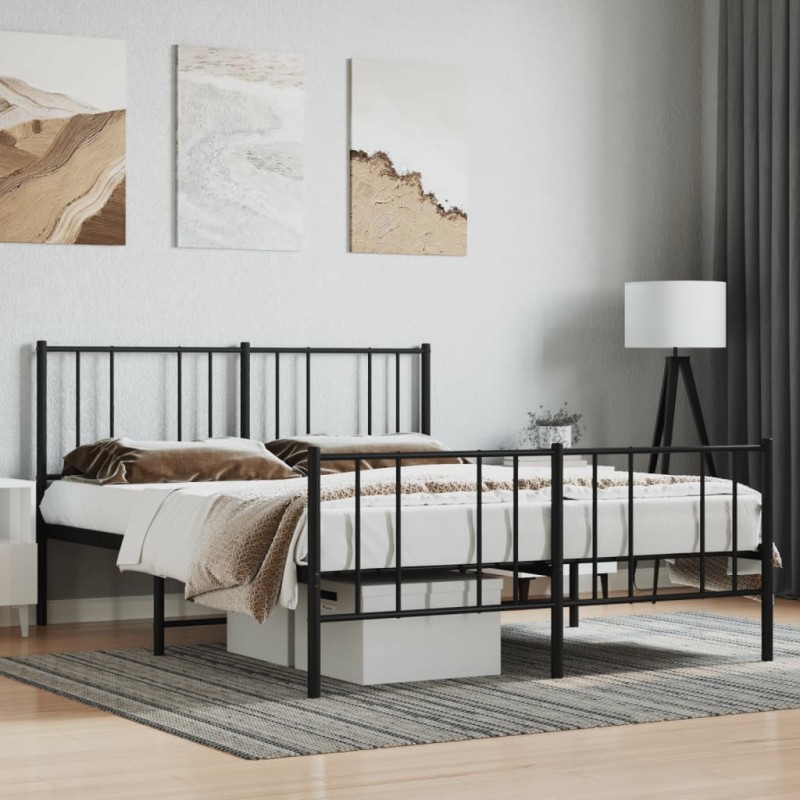 vidaXL Giroletto con Testiera e Pediera Metallo Nero 150x200 cm
