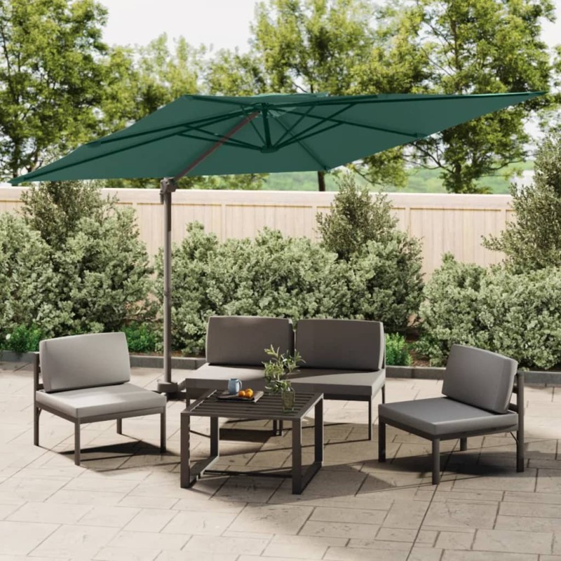 vidaXL Ombrellone a Sbalzo Doppio Piano Verde 300x300 cm vidaXL Ombrellone a Sbalzo Doppio Piano Verde 300x300 cm