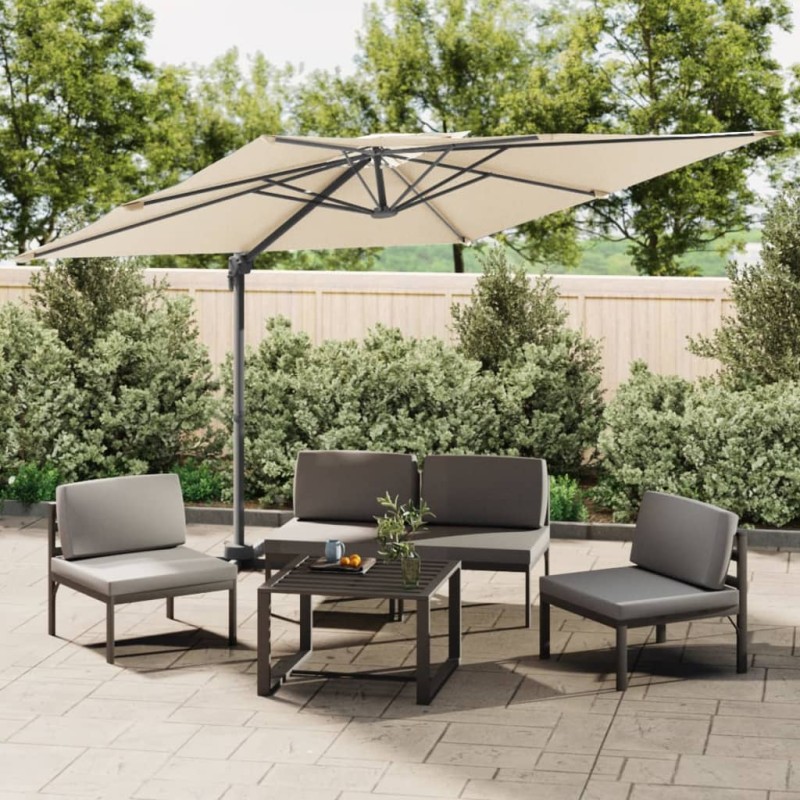 vidaXL Ombrellone a Sbalzo Doppio Piano Bianco Sabbia 300x300 cm vidaXL Ombrellone a Sbalzo Doppio Piano Bianco Sabbia 300x300 cm