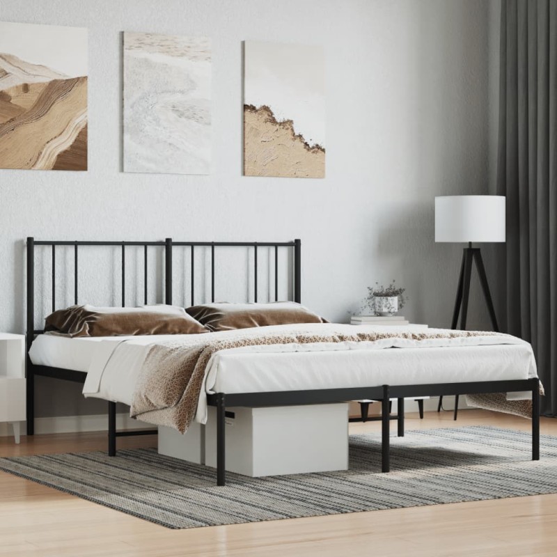 vidaXL Giroletto con Testiera in Metallo Nero 140x190 cm