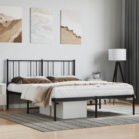 vidaXL Giroletto con Testiera in Metallo Nero 140x190 cm