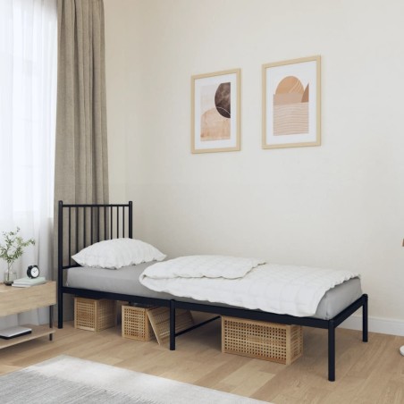 vidaXL Giroletto con Testiera in Metallo Nero 75x190 cm