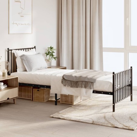 vidaXL Giroletto con Testiera e Pediera Metallo Nero 80x200 cm
