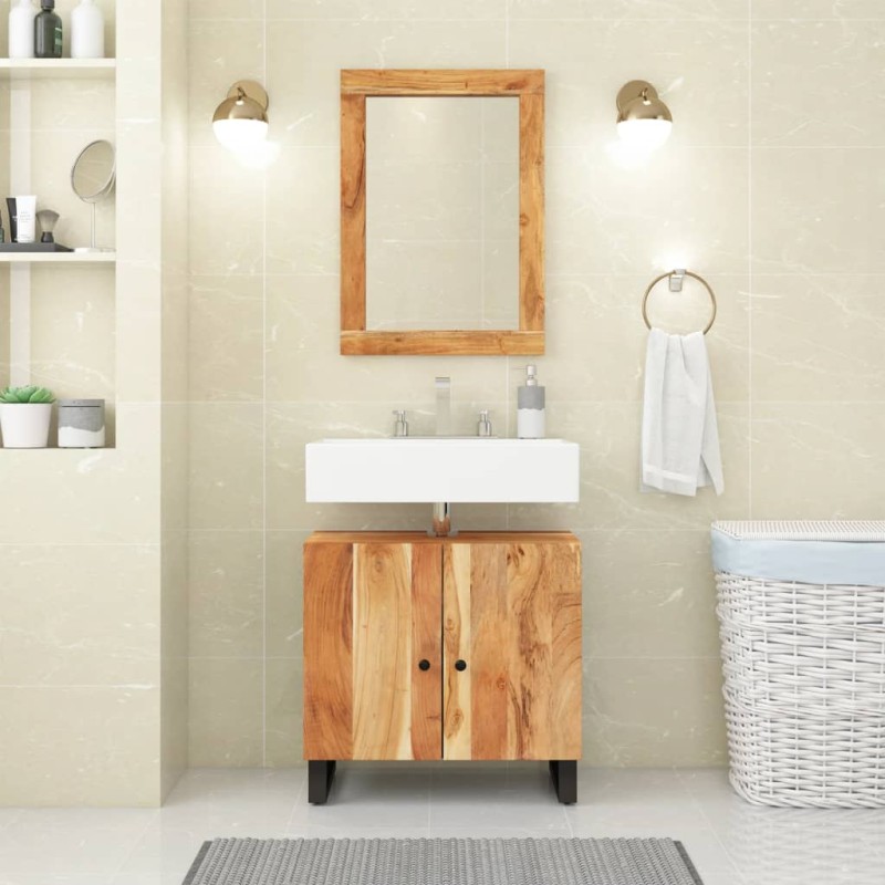 vidaXL Mobile Lavabo 62x33x58 cm Legno Massello Acacia e Multistrato vidaXL Mobile Lavabo 62x33x58 cm Legno Massello Acacia e Multistrato