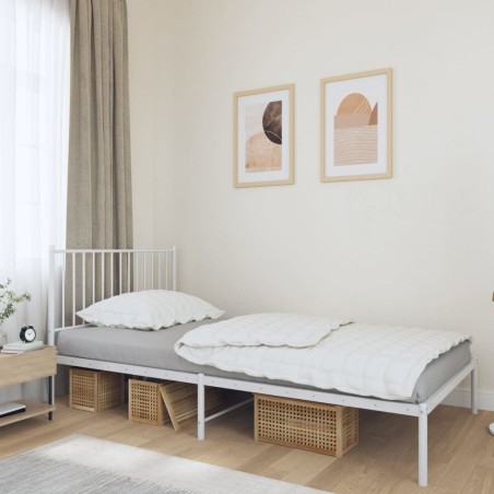 vidaXL Giroletto con Testiera Metallo Bianco 100x190 cm