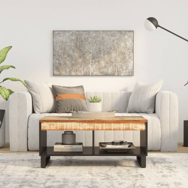 vidaXL Tavolino da Salotto 90x50x40 cm in Legno Massello di Recupero vidaXL Tavolino da Salotto 90x50x40 cm in Legno Massello di Recupero