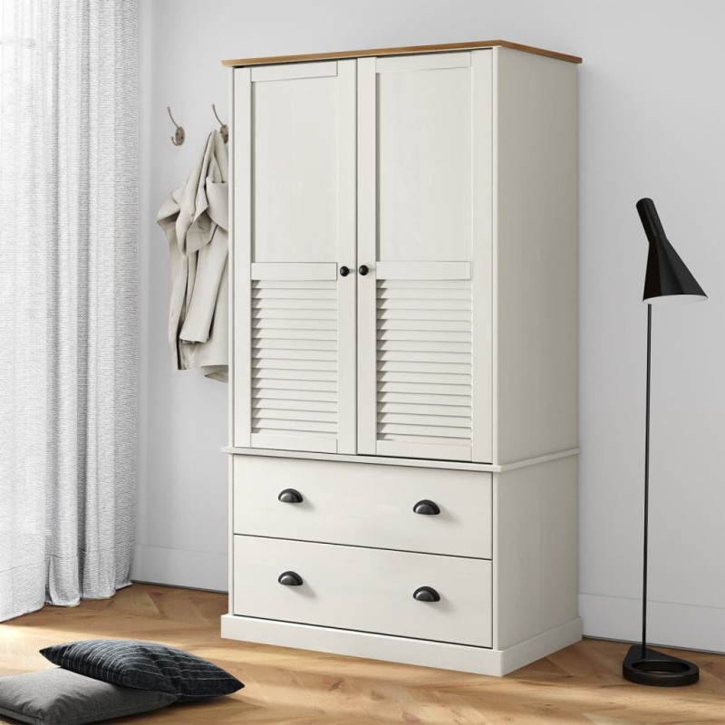 vidaXL Armadio VIGO 90x55x176 cm in Legno Massello di Pino Bianco vidaXL Armadio VIGO 90x55x176 cm in Legno Massello di Pino Bianco
