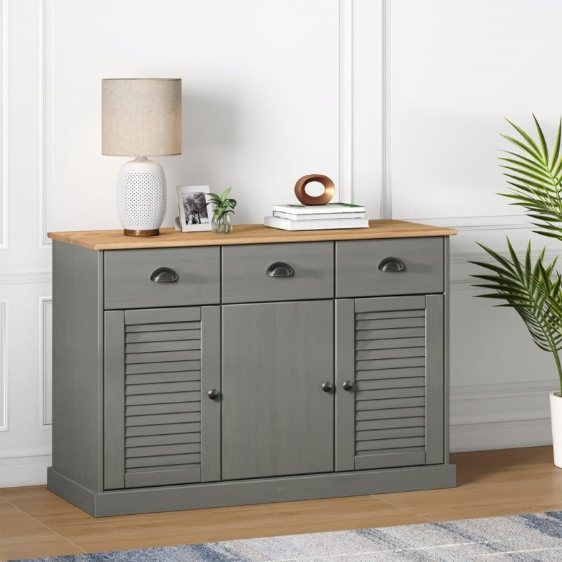 vidaXL Credenza Cassetti VIGO 113x40x75 cm Legno Massello Pino Grigio vidaXL Credenza Cassetti VIGO 113x40x75 cm Legno Massello Pino Grigio