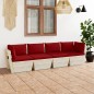 Divano da Giardino a 4 Posti su Pallet con Cuscini Legno Abete Divano da Giardino a 4 Posti su Pallet con Cuscini Legno Abete