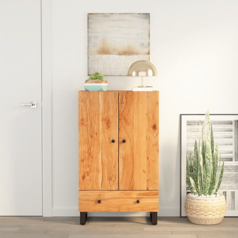 vidaXL Credenza con Cassetto 60x33x100cm Legno Massello Acacia e Ferro vidaXL Credenza con Cassetto 60x33x100cm Legno Massello Acacia e Ferro