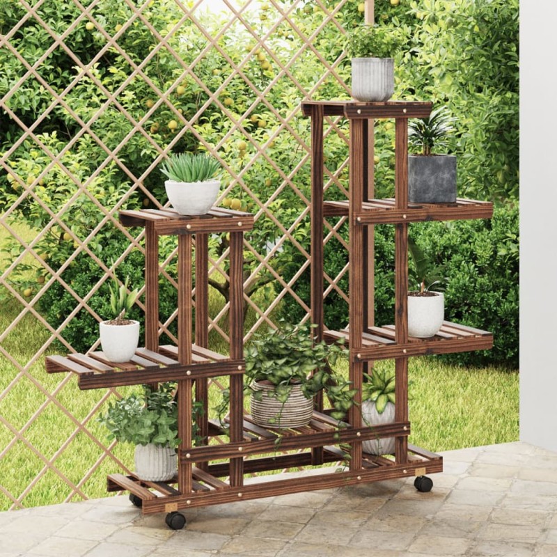 vidaXL Portafiori con Ruote 95x25x101 cm in Legno Massello di Abete vidaXL Portafiori con Ruote 95x25x101 cm in Legno Massello di Abete