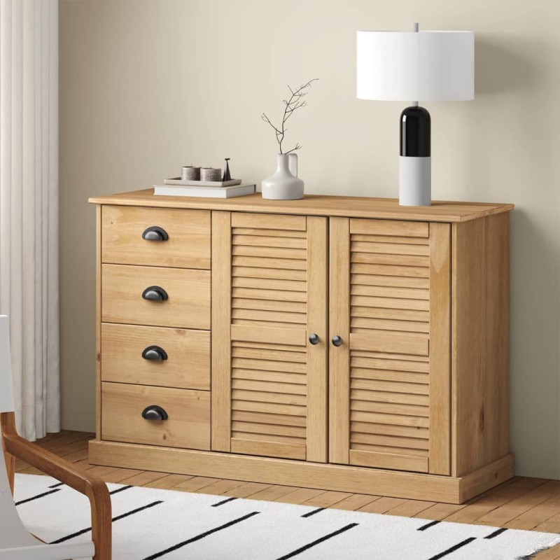 vidaXL Credenza con Cassetti VIGO 113x40x75 cm Legno Massello di Pino vidaXL Credenza con Cassetti VIGO 113x40x75 cm Legno Massello di Pino