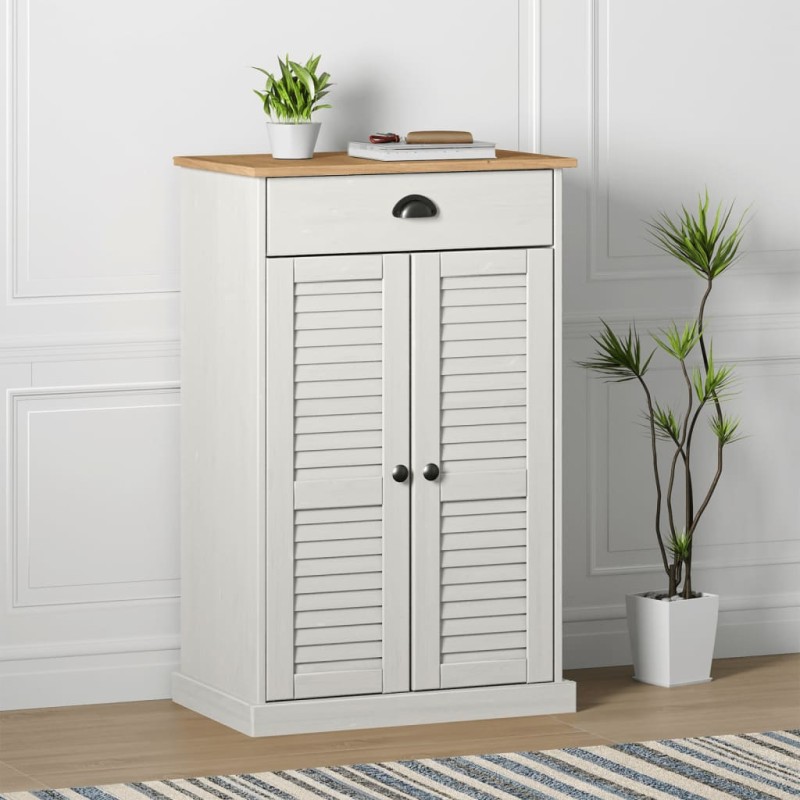 vidaXL Scarpiera VIGO 60x35x96 cm in Legno Massello di Pino Bianco vidaXL Scarpiera VIGO 60x35x96 cm in Legno Massello di Pino Bianco